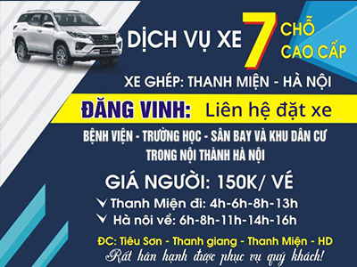 Xe ghép Đăng Vinh tuyến Thanh Miện - Hà Nội