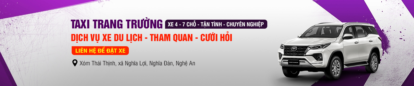Dịch vụ taxi Trang Trường tuyến Nghệ An - Hà Nội