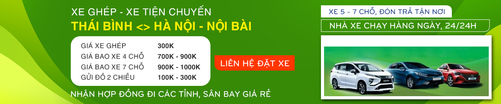 Xe ghép Thái Bình - Hà Nội 999